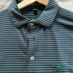 Peter Millar Navy/Lime Striped Golf Polo - Fisher’s Island